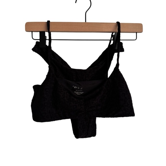 Tai Swim 2 Piece High Cut Cheeky Black Burnout Velvet Textured Leopard Print M - Picture 1 of 10